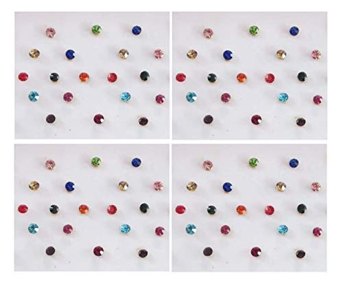 Image of Small Multi Colour Stone Bindi Tikka Self-Adhesive For Girls Women Ladies (4 Packets)