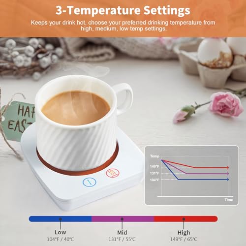 Image of VOBAGA Coffee Warmer & Mug Warmer for Home Office Home Desk with 4H Auto Shut Off, Electric Cup Warmer Plate with 3 Temperature Settings for Tea, Water, Cocoa, Coffee Gifts Accessories for Women Men