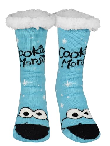 United Labels Sesamstraße Krümelmonster Hüttensocken - Haussocken für Herren Kuschelsocken Flauschige Wintersocken warme Männer Socken Blau (DE/NL/SE/PL Numerisch 43 46 Regular Regular)