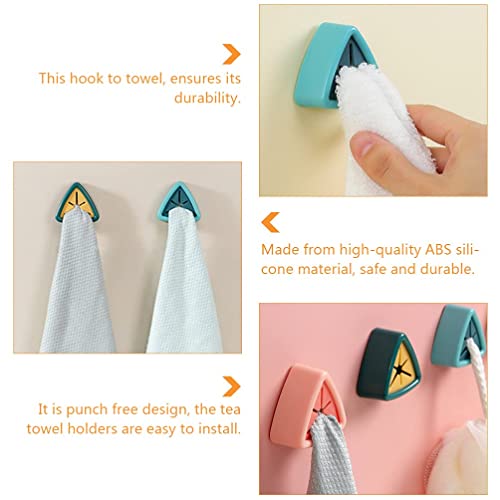 Image of Kitchen Towel Plug Hooks Holder Wall Mounted Punch Free Opening Dish Racks Rag Rack Hooks, Self Adhesive Hook, Round Mount Hook Tea for Bathroom, and Home, Wall, Cabinet, Garage