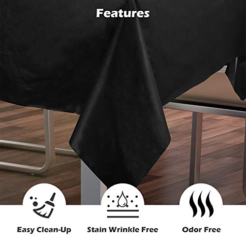 Puricon Disposable Plastic Tablecloth Roll, Heavy Duty Premium Durable Table Cover with Self Cutter for Rectangle, Square, Round, Oval Tables –Black