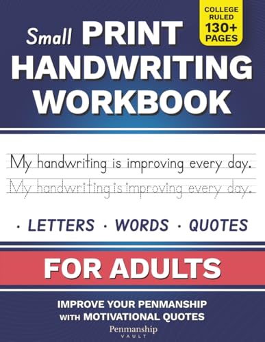 Small Print Handwriting Workbook for Adults: Improve your Penmanship & Writing Skills with...