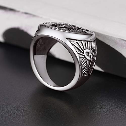 U7 Anel masculino de sinete de nó celta redondo vintage de aço inoxidável/preto/ouro 18K (caixa de p
