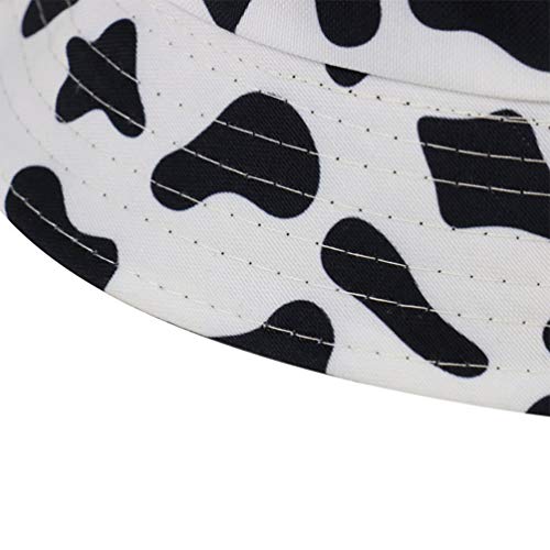 Pretyzooom Balde de pesca ao ar livre, estampa de vaca dobrável, proteção UV para o verão, balde de