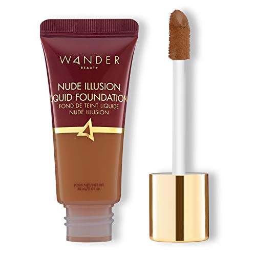Image of Wander Beauty Nude Illusion Liquid Foundation - Deep - Medium to Full Coverage Foundation with Niacinamide & Lotus Extract - Natural Skin Finish - Blurs, Conceals & Contours - Travel-Friendly Tube