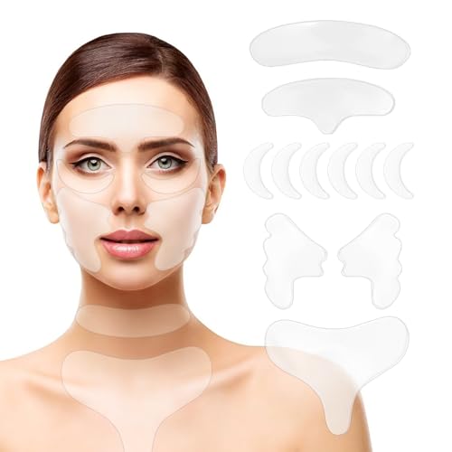 11 Pieces Silicone Face Patches Reusable Face Lifting Patch Forehead Face Pad Set for Anti Wrinkles Sleep Smoothing Anti-Ageing Christmas Valentine's Day Gift Birthday