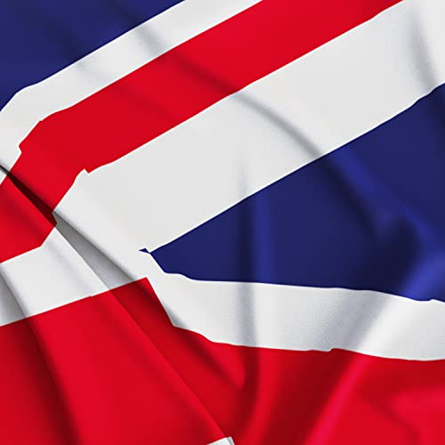 Union Jack Flag - British Flag with Royal Coat of Arms - Double-Sided Digital Print - 110Den Thick Polyester - Double Seam - 2 Brass Eyelets, Large 5ft x 3ft