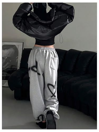 WDIRARA Women's Heart Graphic Drawstring Waist Sweatpants Loose Baggy Pants Streetwear Joggers2