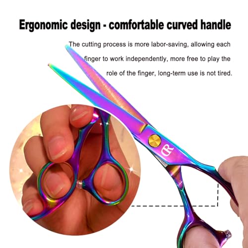 professional hair cutting shears set6 inch barber hair cutting scissors kithairdressing thinning shears for hair cuttingsharp blades haircut scissors kit for womenmenkids rainbow rainbow