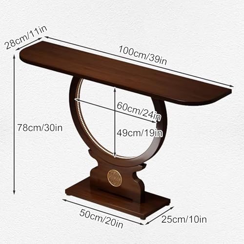 Mesa consola de bambú para entrada con luz pasillera LED 3