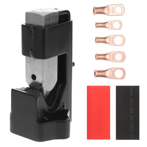Ciieeo Herramienta Prensa Cable Crimpadora con Terminales y Tubos Termoencogibles Pre-cortados para Batería Rv y Proyectos Marinos Prensa de Anillo con Resorte Uso Manual con Martillo