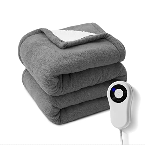 El Mejor Listado de Cobertores electricos los 5 mejores. 45 Cobija eléctrica con 5 niveles de calefacción y apagado automático de 4 horas, cobija térmica Sherpa y forro polar, 127 x 152.4 cm, certificado ETL y lavable a máquina, uso...