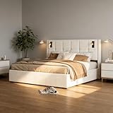 【Structure robuste et durable en acier et bois】La structure interne est composée de métal haute résistance et de lattes en MDF épais, offrant une densité structurelle bien supérieure à celle des cadres de lit en bois traditionnels. Les lattes sont uniformément réparties et offrent un soutien exceptionnel, supportant facilement un poids total de plus de 350 kg. Le pied de lit présente un design arrondi et incurvé qui stabilise le matelas, empêche les glissements et protège efficacement des chocs et des rayures lors de vos déplacements quotidiens.