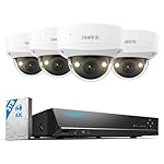 REOLINK 4K Security Camera System, 4pcs 4K UHD IK10 Vandalproof PoE Surveillance Cams Outdoor, 8CH NVR 2TB HDD, Color Night Vision, Smart Detection, 2-Way Talk, IP67 Weatherproof, RLK8-800V4