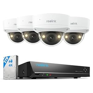 REOLINK 4K Security Camera System, 4pcs 4K UHD IK10 Vandalproof PoE Surveillance Cams Outdoor, 8CH NVR 2TB HDD, Color Night Vision, Smart Detection, 2-Way Talk, IP67 Weatherproof, RLK8-800V4
