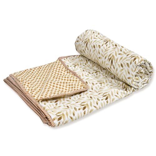 Image of Dohar Double Bed Cotton | AC Blanket Summer| Soft Light Weight, Quilt, Duvet King Size 84 inchx96 inch -Brown Pack of 1