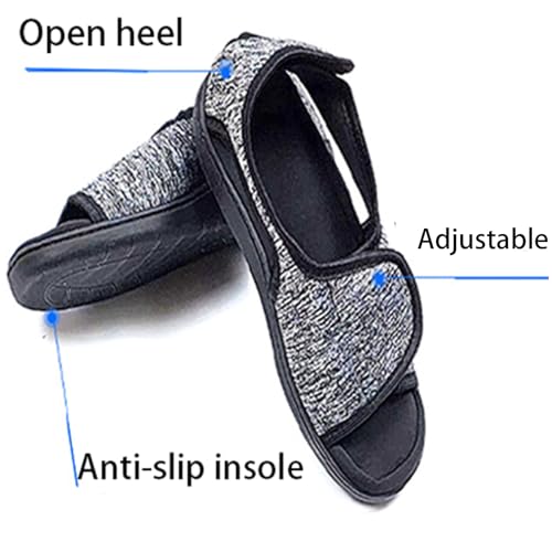 Women's Men's Open Toe Diabetic Shoes,Extra Wide Width Arthritis Edema Shoes for Swollen Feet,Adjustable Walking Shoes for Seniors Foot Pain Relief,Indoor Outdoor Sandals Unisex Large Size4