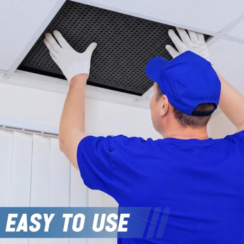 Image of DoubleFill 2 Pack 2' x 2' Plastic Perforated Tiles with 3 /8 inch Holes 24 inch x 24 inch Black Drop Ceiling Tiles Plastic Ceiling Grid Covers