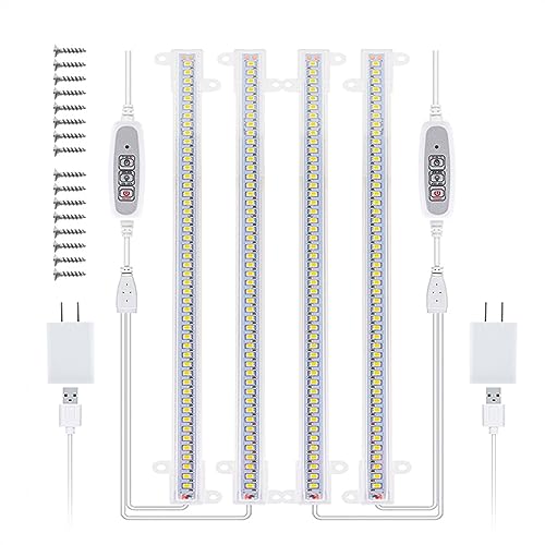 Grow Lights, Indoor Led Grow Light Strips 40W Phytolamp for Piante 4pcs Bar Spettro Completo Bianco Led Timer Phyto Lampada Idroponica Dimmerabile Bar per la crescita indoor(Two sets with 4 bars)