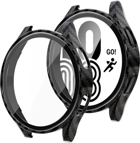 Case de vidrio para Samsung Galaxy Watch 4 5 44 mm protector de pantalla todo en uno PC negro