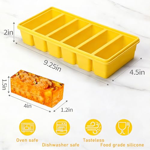 Image of Covered Silicone Freezer Tray, 2-Piece Set Of Silicone Freezer Molds, Used For Preparing And Freezing Various Sauces And Other Dishes, Making 12 Portions Cube (Yellow)