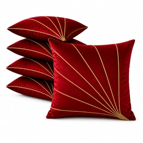 Image of Noor Silk Cushion Covers Pack of 7 | 16x16 Inches, Maroon