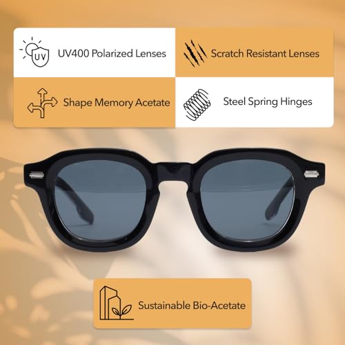 NEUTRA Premium UV400 Polarized Sunglasses- Shape Memory Acetate Frames, Scratch-Resistant Lenses,Flexible Spring Hinge2