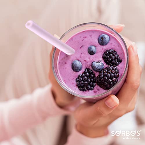 Sorbos Edible Straws Strawberry Flavour 7.5inch - Pack of 200 - Edible Straws, Flavoured Straws, Drinking Straws