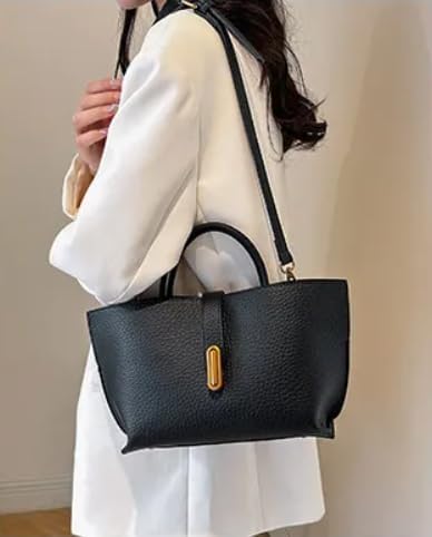 Bucket Bags for Women Vintage Bucket Shoulder Crossbody Tote Bag Faux Leather Top Handle Purse - Image 2