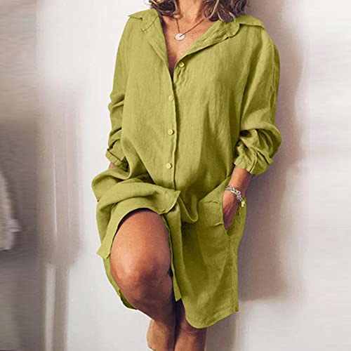 Robe chemise coton lin de qualité supérieure avec col boutonné