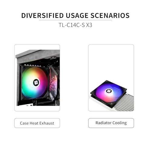 Image of Thermalright TL-C14C-S X3 CPU Fan, 140mm ARGB Case Cooler, 4pin PWM Silent Computer Fan with S-FDB Bearing,3-Pack Fans,up to 1500RPM PC Cooling