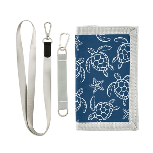 JHKKU Sea Turtles Trifold Wallets for Kids Boys Girls, Outdoor Sports Wallet for Teen, with Zipper Coin Pocket Novelty Purse