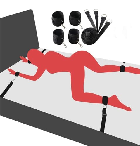 Bondaged Kit Bed Arm and Leg Restraints Spreader Bar for Couples Sex Tie Downs Under Mattress for King Bed Hand Leg Cuffs Ankle Wrist Bed Straps Handcuffs Set for Bedroom Toys Adults Play Sweatshirt