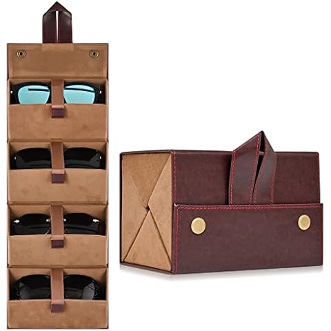 LEFOR·Z Sunglasses Travel Organiser Foldable Glasses Storage Case Multiple Pairs Eyeglasses Storage Box Eyewear Holder(Brown) Cover