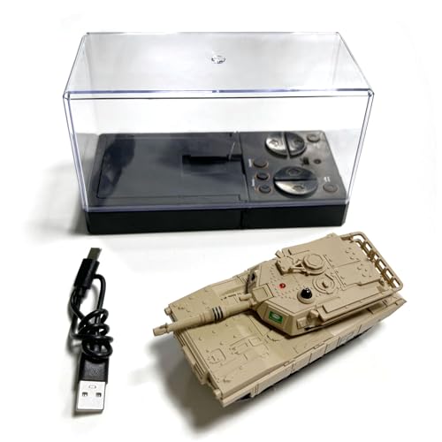 wheelfun RC RTR Mini Tank Remote Control Battle Tank Toy Rotate Turret Infrared System Hobby Model for Adult Hobby(Brown)