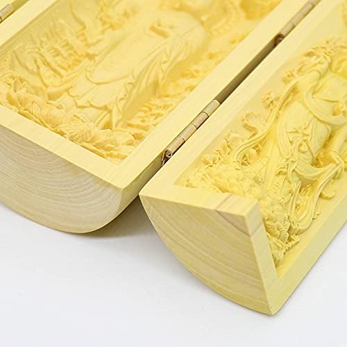 Miniatura 5 de Kwan Yin Buda Shakyamuni Estatua de madera de boj tallado escultura plegable caja santuario