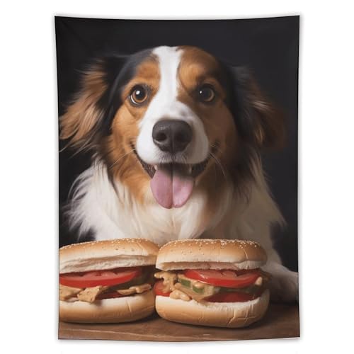 Tapisserie chien hot-dog déco murale de chambre tenture imprimée salon tissu suspendu