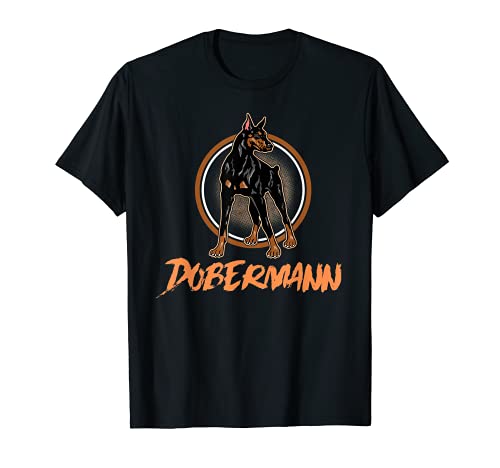 Questo dice cane Dobermann e mostra un cane doberman dobie.