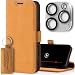 Produktbild SURAZO Slim Magnet Handyhülle für Apple iPhone 16 Pro Max Hülle Leder - Klappbar Echtleder Schutzhülle [mit Kartenfach, RFID Schutz, Kameraschutz] Flip Klapphülle Wallet Case Cover Lederhülle (Camel)