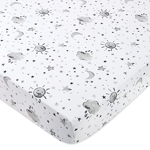 Standard Microfiber Fitted Crib Sheets For Baby Girl, Baby Boy, And Neutral, 2 Pack Crib Sheets Crib Essentials For Baby 28X52 Crib Sheets (Stars & Moons) #TOP1
