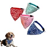 CWYZA Dog Bandana Collar Set,4PCS Adjustable Cotton Dog Neck Scarves with Safety Buckle, Cute Patterns for Daily Wear&Holiday Photos (Small)