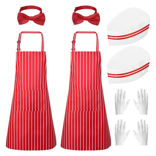 XLSXEXCL 10 Pcs 1950s Waiter Costume Kit, Red and White