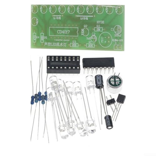 Kit de luz LED de agua con control de voz y luces LED de flujo reactivo de sonido para entrenamiento electrónico y proyectos educativos de bricolaje