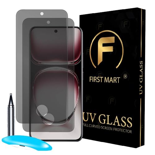 Image of FIRST MART Anti-Spy UV Tempered Glass for Oppo Reno 12 Pro & | 9H Curved Display Screen Guard, Fingerprint Compatible | Pack of 2