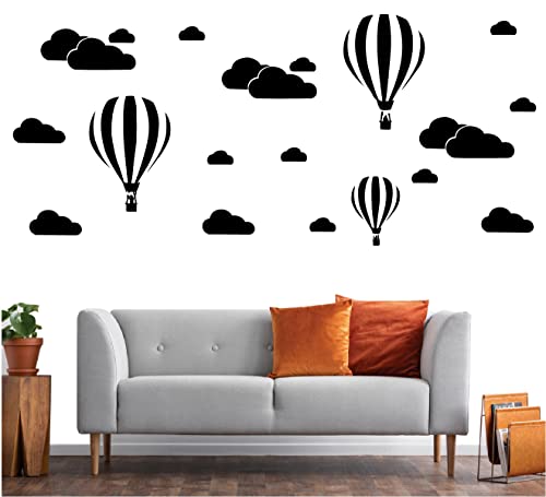 Vinilos 3D removibles globos aerostáticos y nubes para pared