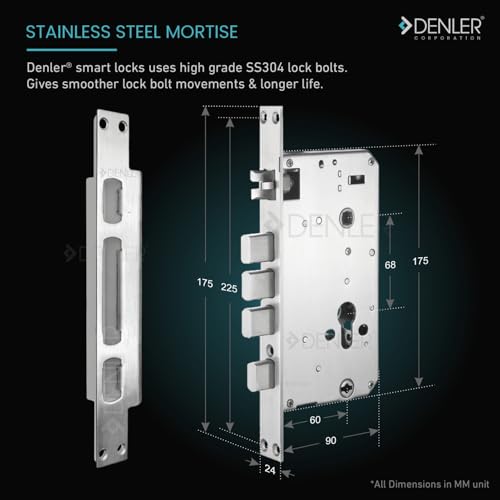 Image of Denler FLv6D 8-in-1 Smart Door Lock | 3D Face ID | Fingerprint | App Unlock | LCD Camera | Inbuilt Wi-Fi | Alexa Google Support | RFID Card | PIN | Key | for Min 40mm Door