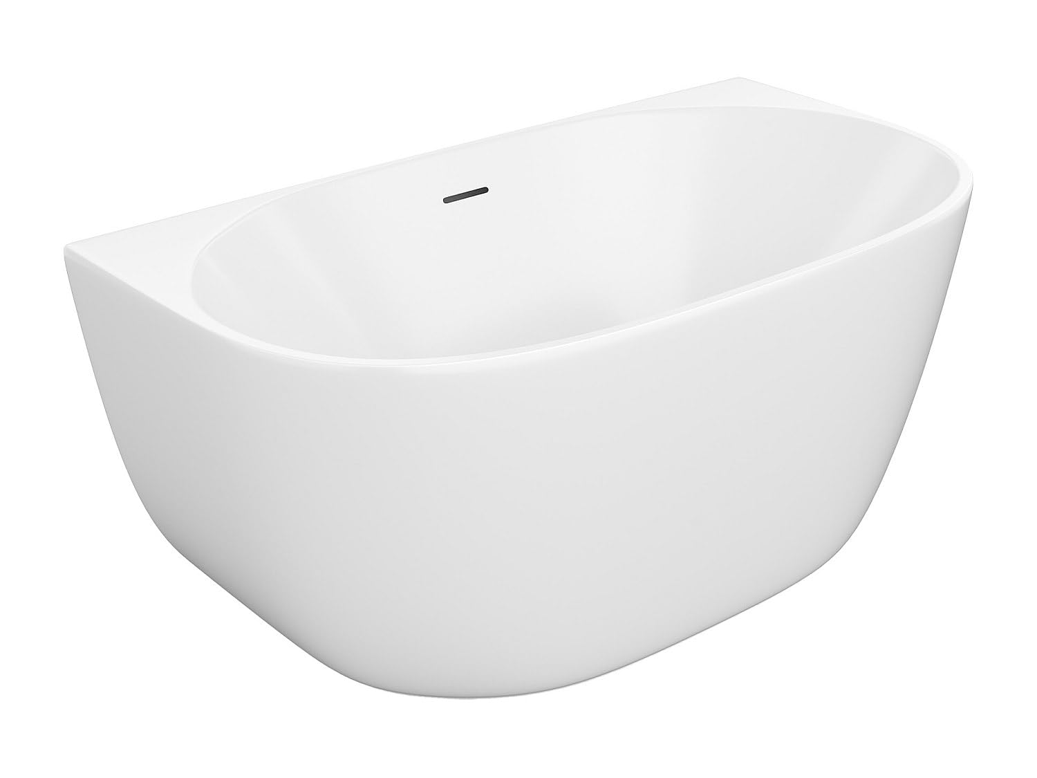 Vente-unique -Bañera semi independiente - 167 l - Acrílico - 130 x 72 x 58 cm - Blanco - AMOSARI