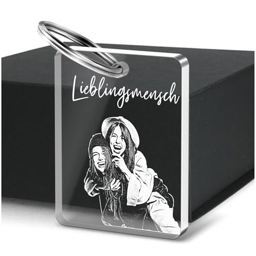 CHRISCK design Personalisierter Schlüsselanhänger mit Foto und Namen Gravur – Fotogeschenk...
