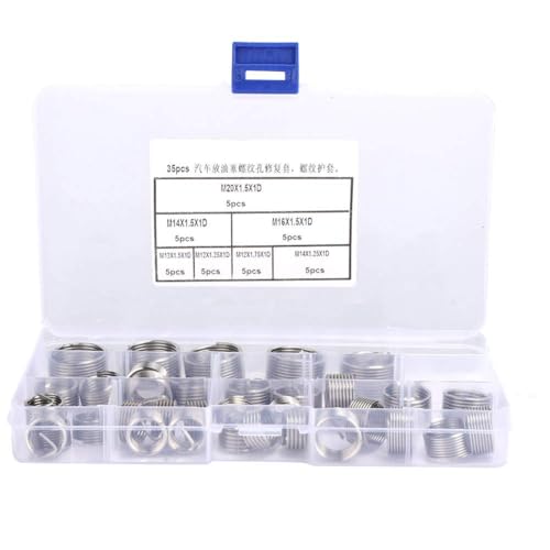 Conjunto de Kit de Inserção para Reparo de Rosca, 35 Peças, Fio de Aço para Plugue de Drenagem de ól