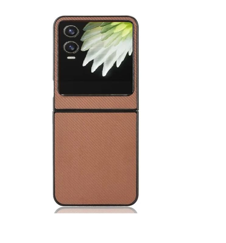 Image of SkyTree Tecno Phantom V Flip 2 5G, Back Case Cover Hard Polycarbonate Lightweight Case Full Body Protective Back Cover Case for Tecno Phantom V Flip 2 5G - Brown Texture